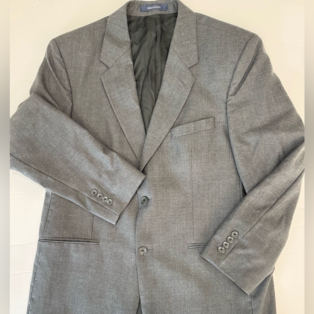Dark Gray Wool Blazer Tailored 42R Career Jacket Mens Classic - Picture 2 of 9